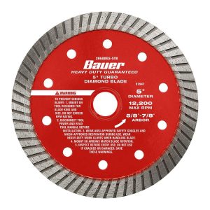 BAUER - 5 in. Turbo Rim Wet or Dry Cut Diamond Saw Blade - 57947