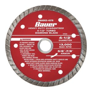 BAUER - 4-1/2 in. Turbo Rim Wet or Dry Cut Diamond Saw Blade - 57534