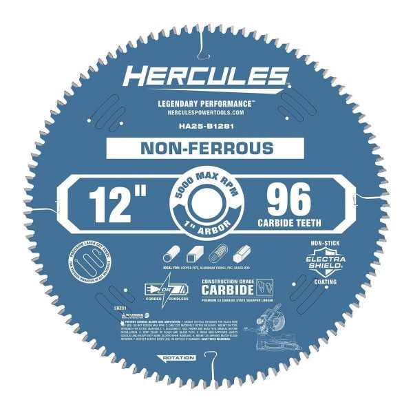 HERCULES - 12 in., 96T Laminate/Plastics/Nonferrous Metal-Cutting Miter Saw Blade - 56331 - Imagen 2