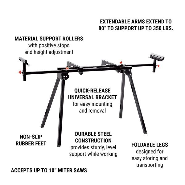 WARRIOR - 350 lb. Folding Miter Saw Stand for Saws up to 10 in. - 56478 - Imagen 3