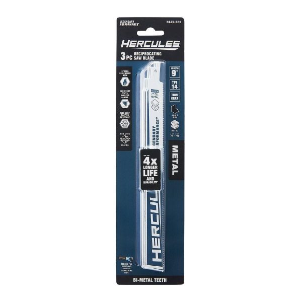 HERCULES - 9 in., 14 TPI Bi-Metal Reciprocating Saw Blades, 3-Pack - 56483 - Imagen 3