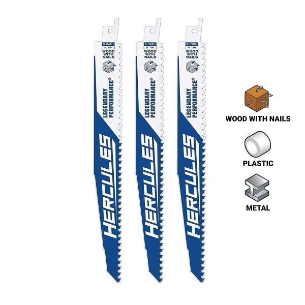 HERCULES - 9 in., 5 TPI Multimaterial Demolition Reciprocating Saw Blades, 3-Pack - 56485 - Imagen 2