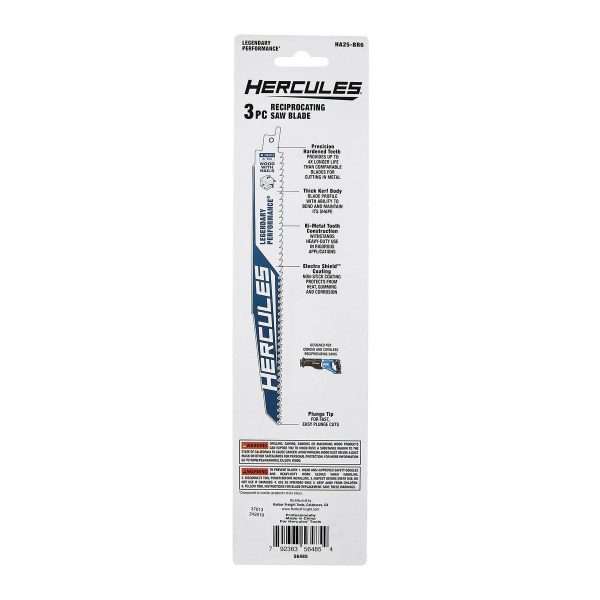 HERCULES - 9 in., 5 TPI Multimaterial Demolition Reciprocating Saw Blades, 3-Pack - 56485 - Imagen 4