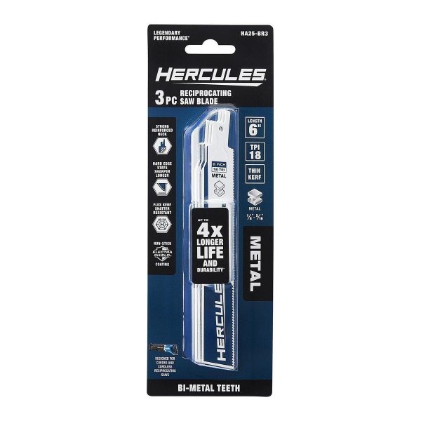 HERCULES - 6 in., 18 TPI Reciprocating Saw Blades, 3-Pack - 56486 - Imagen 3