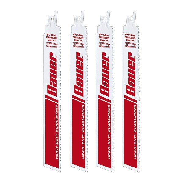 BAUER - 14 TPI Bi-Metal Reciprocating Saw Blades, 4-Pack - 56498