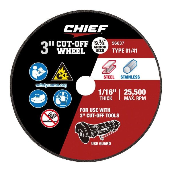 CHIEF - 3 in. x 1/16 in. x 3/8 in. Type 01/41 Cut-Off Wheels, 5-Pack - 56637 - Imagen 4