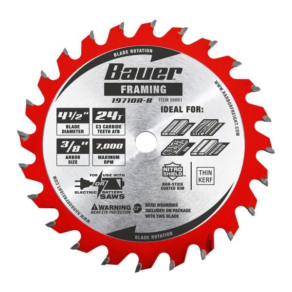 BAUER - 4-1/2 in., 24T Framing Circular Saw Blade - 56661