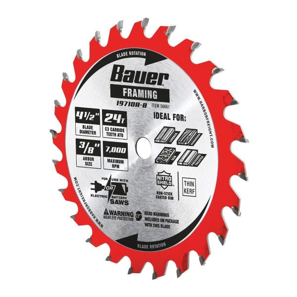 BAUER - 4-1/2 in., 24T Framing Circular Saw Blade - 56661 - Imagen 3