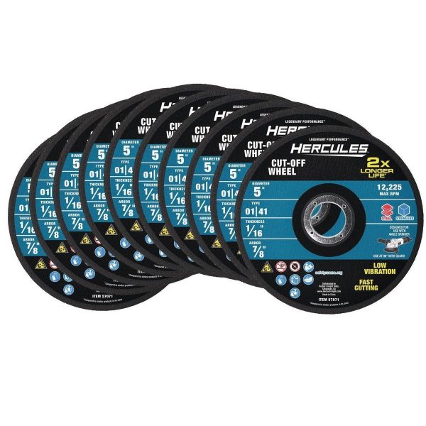 HERCULES - 5 in. x 1/16 in. x 7/8 in., Type 01/41 Metal Cut-Off Wheel, 10-Pack - 57071 - Imagen 2