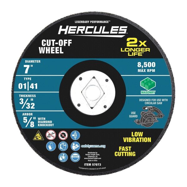 HERCULES - 7 in. x 3/32 in. x 5/8 in., Type 01/41 Masonry Cut-Off Wheel - 57073