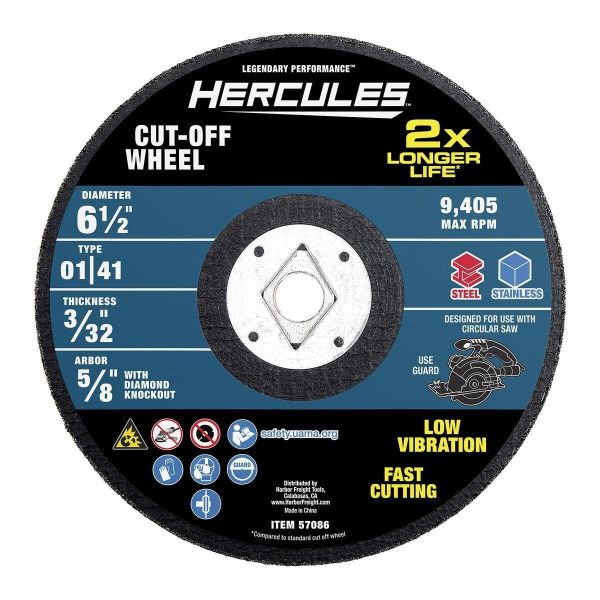 HERCULES - 6-1/2 in. x 3/32 in. x 5/8 in., Type 01/41 Metal Cut-Off Wheel - 57086 - Imagen 2