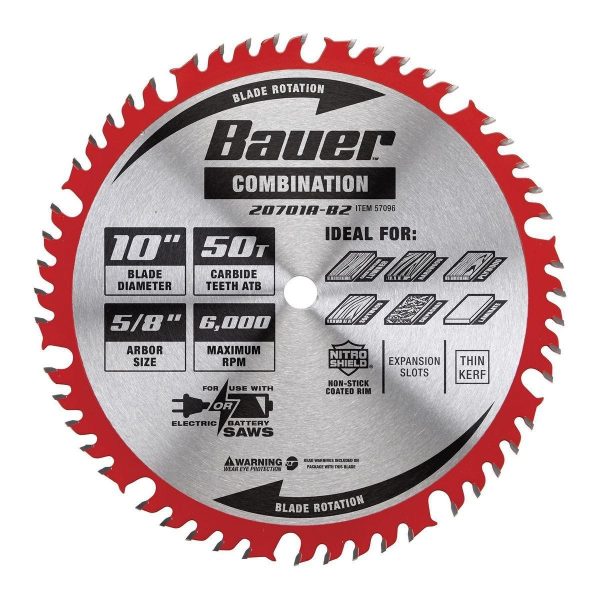 BAUER - 10 in., 50T Combination Circular Saw Blade - 57096