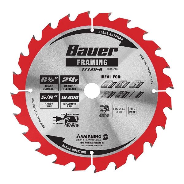 BAUER - 6-1/2 in., 24T Framing Circular Saw Blade - 57103 - Imagen 2