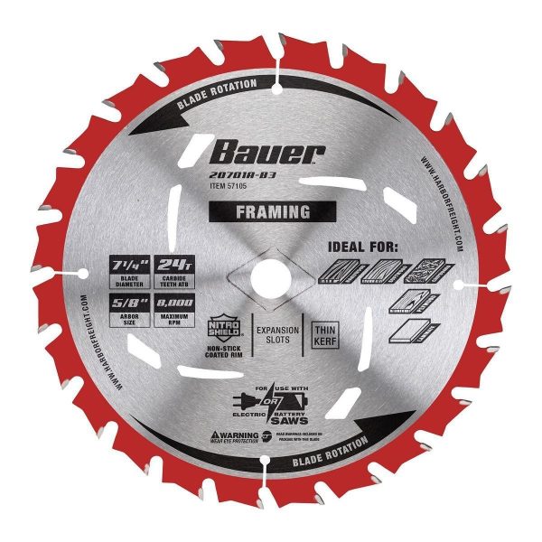 BAUER - 7-1/4 in., 24T Framing Circular Saw Blade - 57105