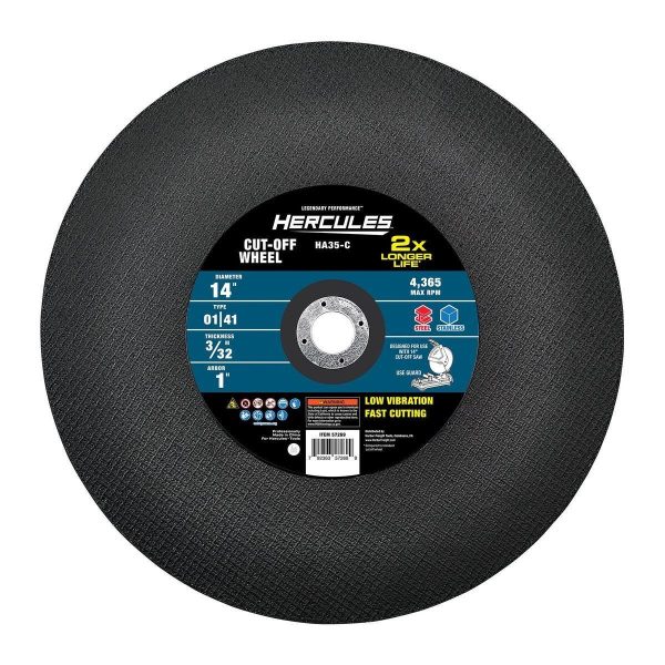 HERCULES - 14 in. x 3/32 in. x 1 in., Type 01/41 Metal Cut-Off Wheel - 57269 - Imagen 2