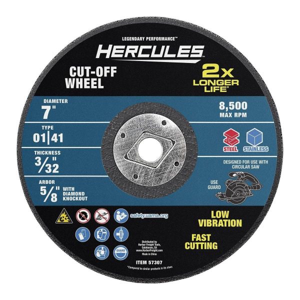 HERCULES - 7 in. x 3/32 in. x 5/8 in., Type 01/41 Metal Cut-Off Wheel - 57307 - Imagen 2