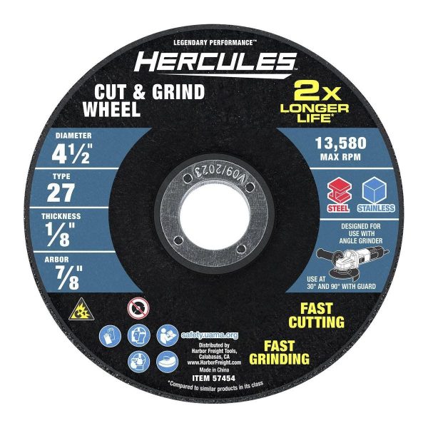 HERCULES - Rueda de Corte y Desbaste 4-1/2 in. x 1/8 in. x 7/8 in., Tipo 27 - 57454 - Imagen 2