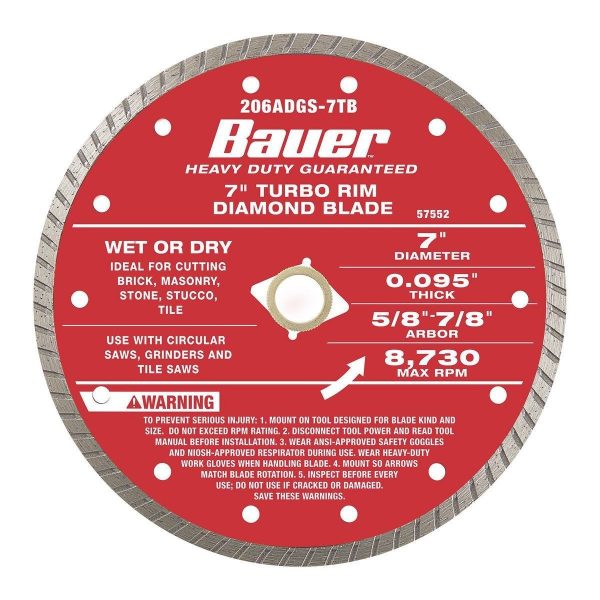 BAUER - 7 in. Turbo Diamond Blade - 57552 - Imagen 2