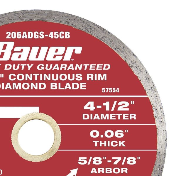 BAUER - 4-1/2 in. Continuous Rim Wet Cut Diamond Saw Blade - 57554 - Imagen 3