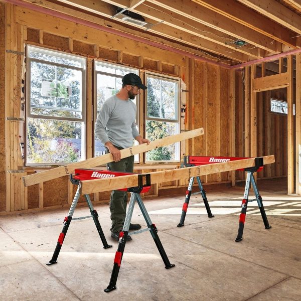 BAUER - 32 in. Steel Adjustable Sawhorse, 1300 lb. Capacity - 57807 - Imagen 5