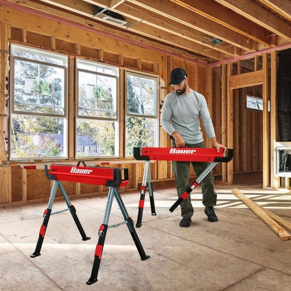 BAUER - 32 in. Steel Adjustable Sawhorse, 1300 lb. Capacity - 57807 - Imagen 6