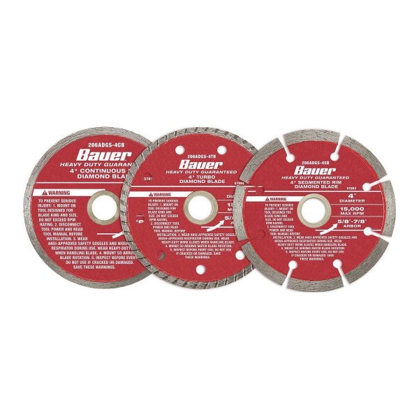 BAUER - 4 in. Assorted Diamond Blades, 3-Piece - 57887 - Imagen 2