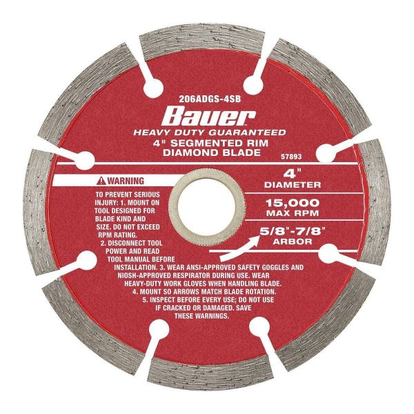 BAUER - 4 in. Assorted Diamond Blades, 3-Piece - 57887 - Imagen 4