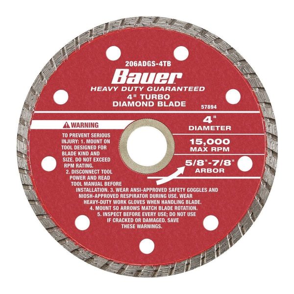 BAUER - 4 in. Assorted Diamond Blades, 3-Piece - 57887 - Imagen 5