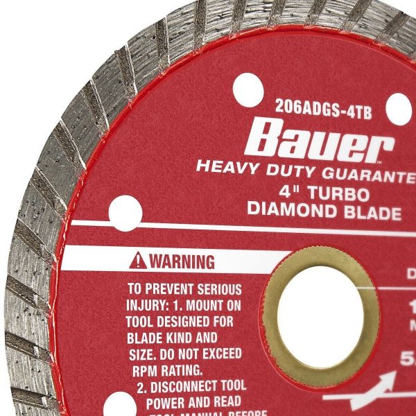 BAUER - 4 in. Turbo Rim Wet or Dry Cut Diamond Saw Blade - 57894 - Imagen 4