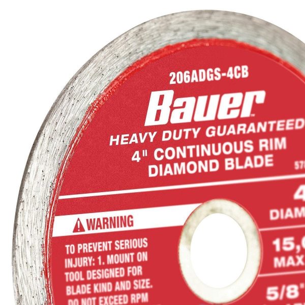 BAUER - 4 in. Continuous Rim Wet Cut Diamond Saw Blade - 57895 - Imagen 4
