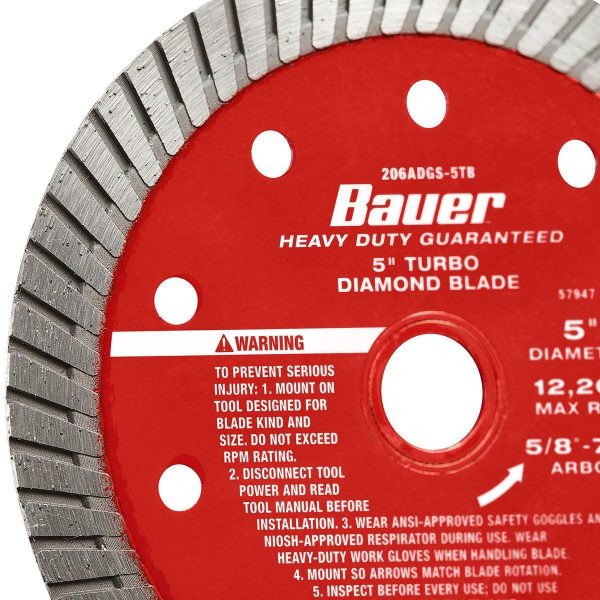 BAUER - 5 in. Turbo Rim Wet or Dry Cut Diamond Saw Blade - 57947 - Imagen 3