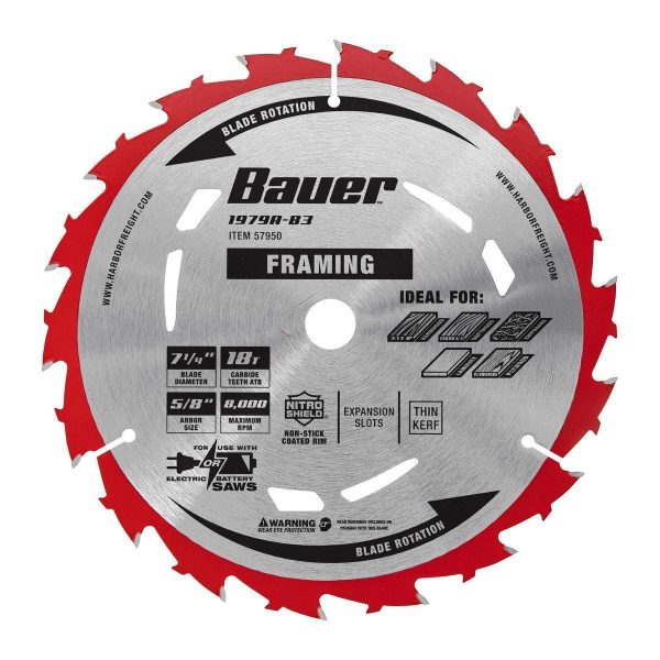 BAUER - 7-1/4 in., 18T Framing Circular Saw Blade - 57950 - Imagen 2