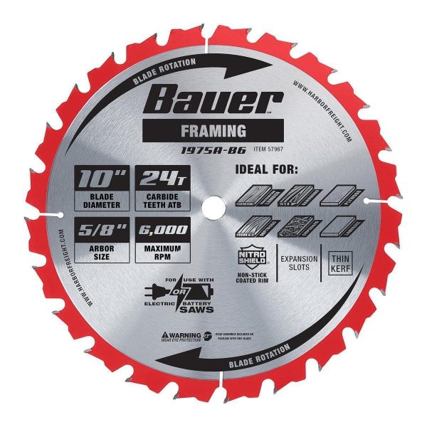 BAUER - 10 in., 24T Framing Circular Saw Blade - 57967