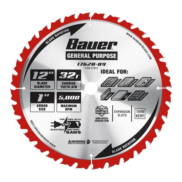 BAUER - 12 in., 32T Framing Miter Saw Blade - 57973