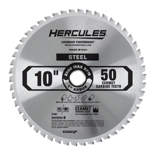 HERCULES - 10 in., 50T Steel Cutting Circular Saw Blade - 57981