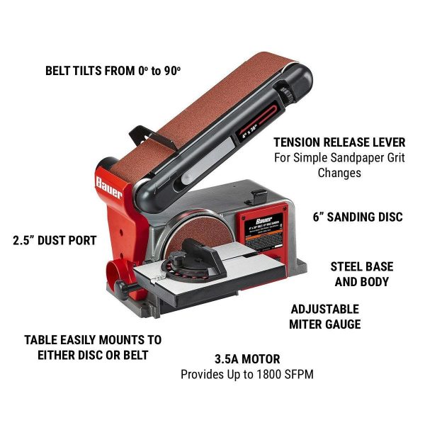 BAUER - 4 in. x 36 in. Belt and 6 in. Disc Sander - 58339 - Imagen 3