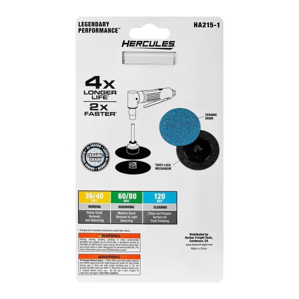 HERCULES - 3 in., 36-Grit Twist Lock Sanding Discs Type TR/III with Ceramic Alumina Grain, 3-Pack - 58402 - Imagen 3