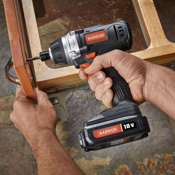 WARRIOR - 18V Inalámbrico, Kit de Destornillador de Impacto Hex 1/4 pulg con Batería y Cargador - 58523 - Imagen 6