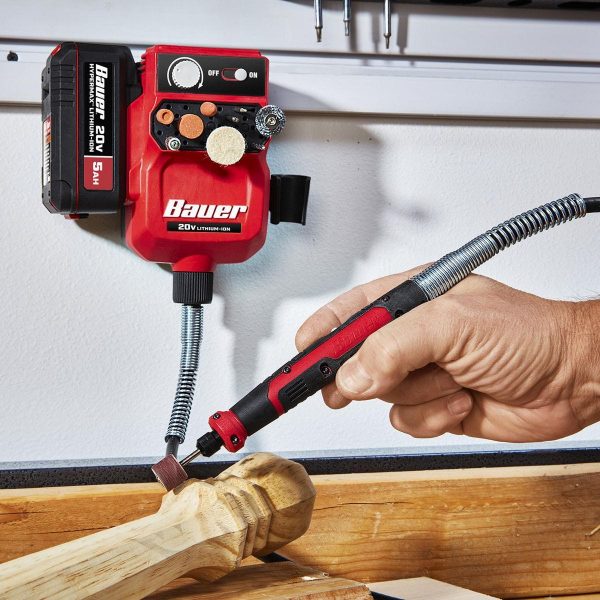 BAUER - Herramienta Rotativa Inalámbrica de Velocidad Variable 20V con Eje Flexible, 36 Piezas - Solo Herramienta - 58672 - Imagen 8