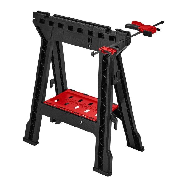 BAUER - 32 in. Polypropylene Folding Sawhorse with Bar Clamp, 500 lb. Capacity - 58874 - Imagen 3