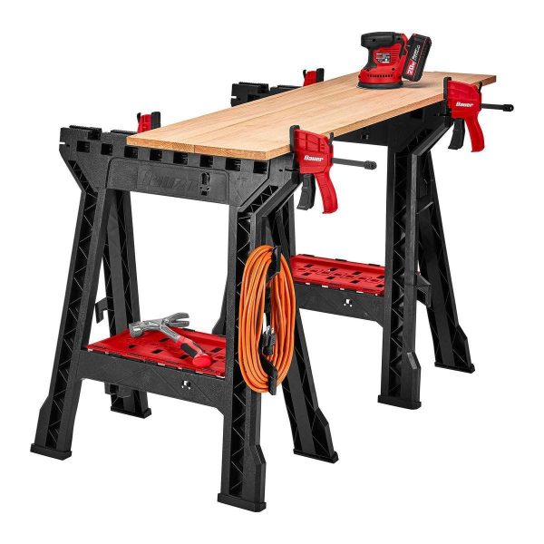 BAUER - 32 in. Polypropylene Folding Sawhorse with Bar Clamp, 500 lb. Capacity - 58874 - Imagen 5