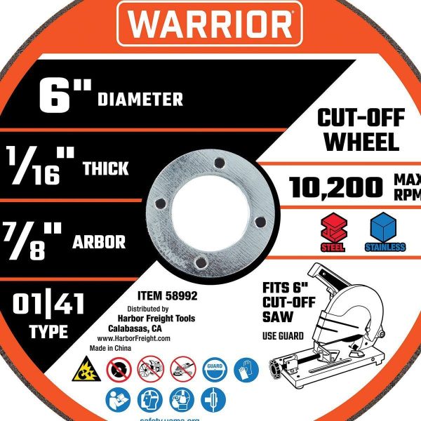 WARRIOR - 6 in. x 1/16 in. x 7/8 in. Type 01/41 Metal Cut-Off Wheel, 5-Pack - 58992 - Imagen 3