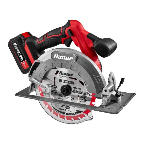 BAUER - Sierra Circular Inalámbrica sin Escobillas 20V, 7-1/4 pulgadas - Solo Herramienta - 59281 - Imagen 7