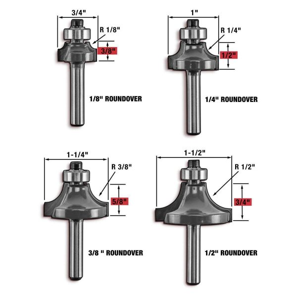BAUER - Roundover Router Bit Set, 4-Piece - 59308 - Imagen 11