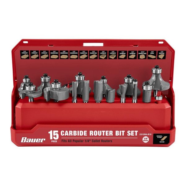 BAUER - Carbide Router Bit Set, 15-Piece - 59555 - Imagen 2