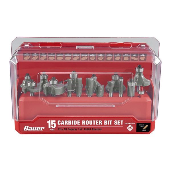 BAUER - Carbide Router Bit Set, 15-Piece - 59555 - Imagen 3