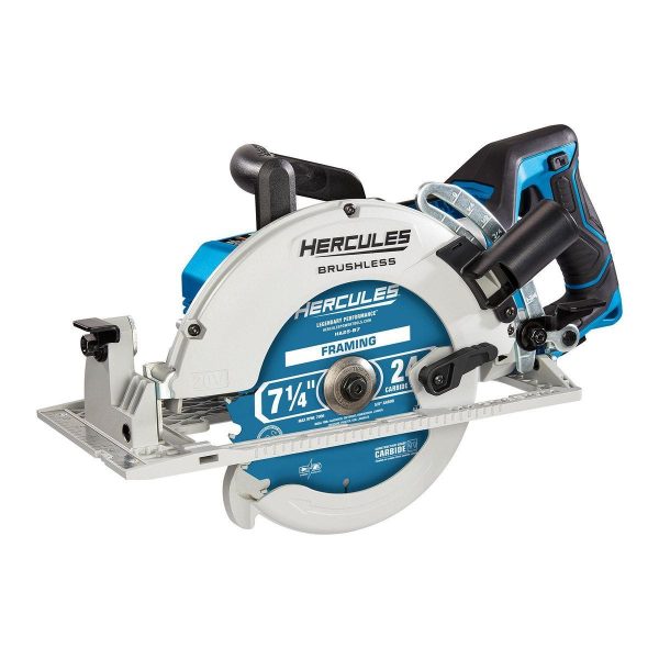 HERCULES - Sierra Circular Inalámbrica Sin Escobillas 20V, 7-1/4 pulgadas, Estilo Worm-Drive con Mango Trasero - Solo Herramienta - 59641 - Imagen 2