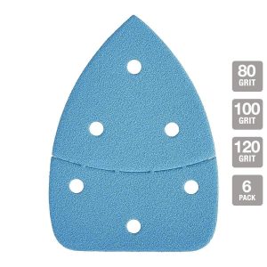 HERCULES - 80, 100, 120-Grit Hook-and-Loop Corner/Detail Sanding Sheets with Ceramic Alumina Grain, 6-Pack - 58176