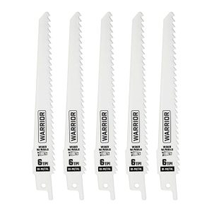WARRIOR - 6 in., 6 TPI Hoja de Sierra de Vaivén Bimetálica para Cortar Madera, Paquete de 5 - 68030