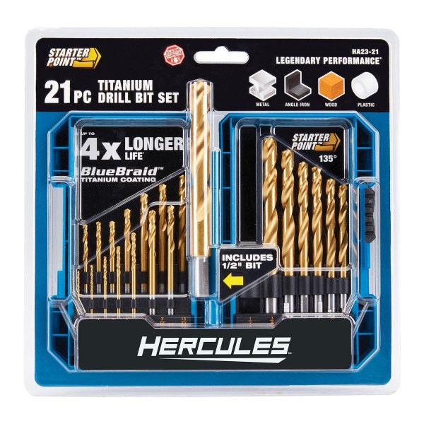 HERCULES - Hercules Titanium Drill Bit Set, 21-Piece - 63384 - Imagen 4